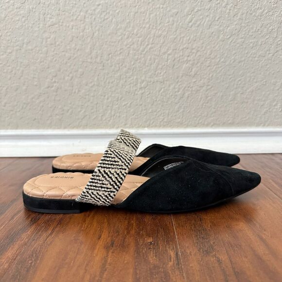 BIRDIES The Swan Black Cuff Suede Pointed Toe Mules Slip-On - Picture 2 of 9